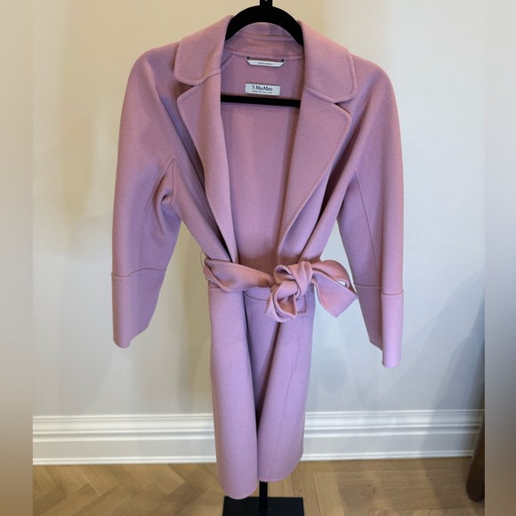 S’ Max Mara 100% Wool Coat Women’s Pink Belted USA 2/I 36 - Picture 3 of 10